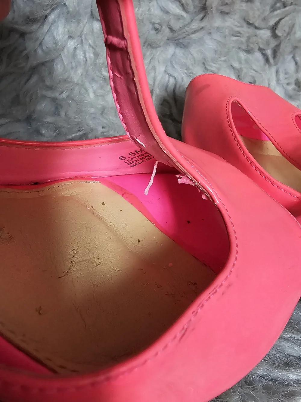 GIANNI BINI Y2K Hot Pink Platform Peep-Toe Heels Geometric Sole Size 6.5